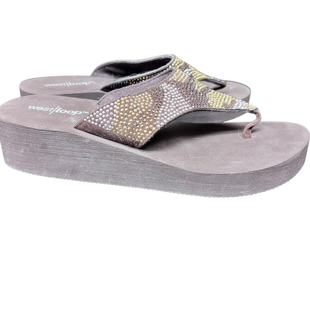 West Loop multi coloured platform sandals with rhinestone details
